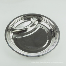 European style 10inch round divided stainless steel dinner food plate